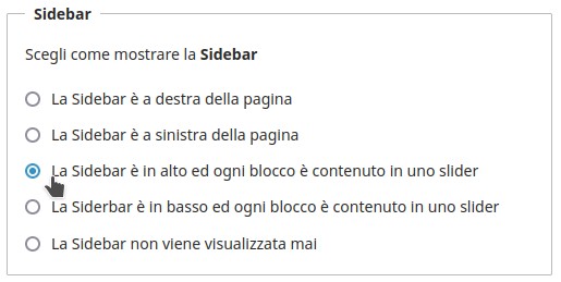 Sidebar in alto