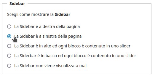 Sidebar a sinistra